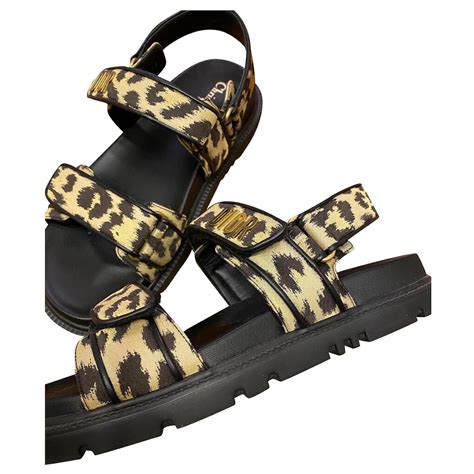 dior leopard slides|dior leather sandals.